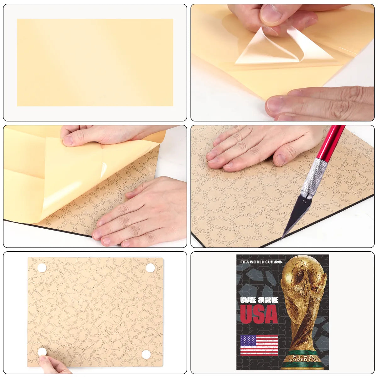 World Cup 2026 USA trophy wooden jigsaw puzzle – American fan gift