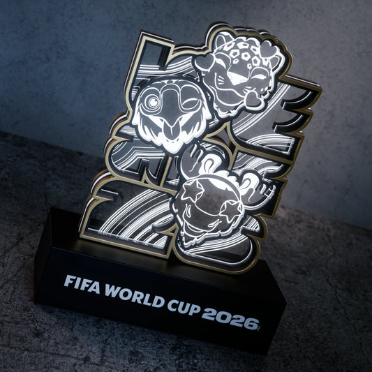World Cup 2026 wooden night light – mascots layered design