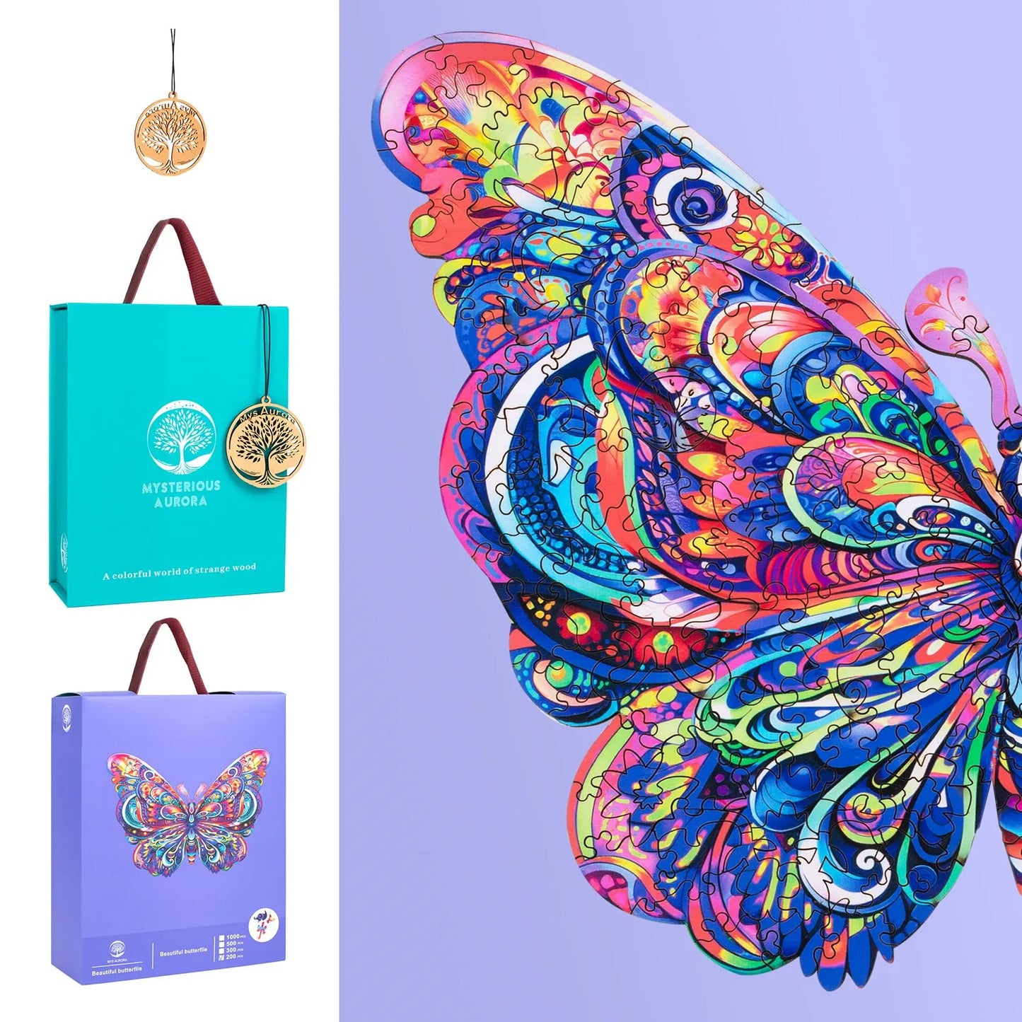 Butterfly design wooden jigsaw puzzle for adults