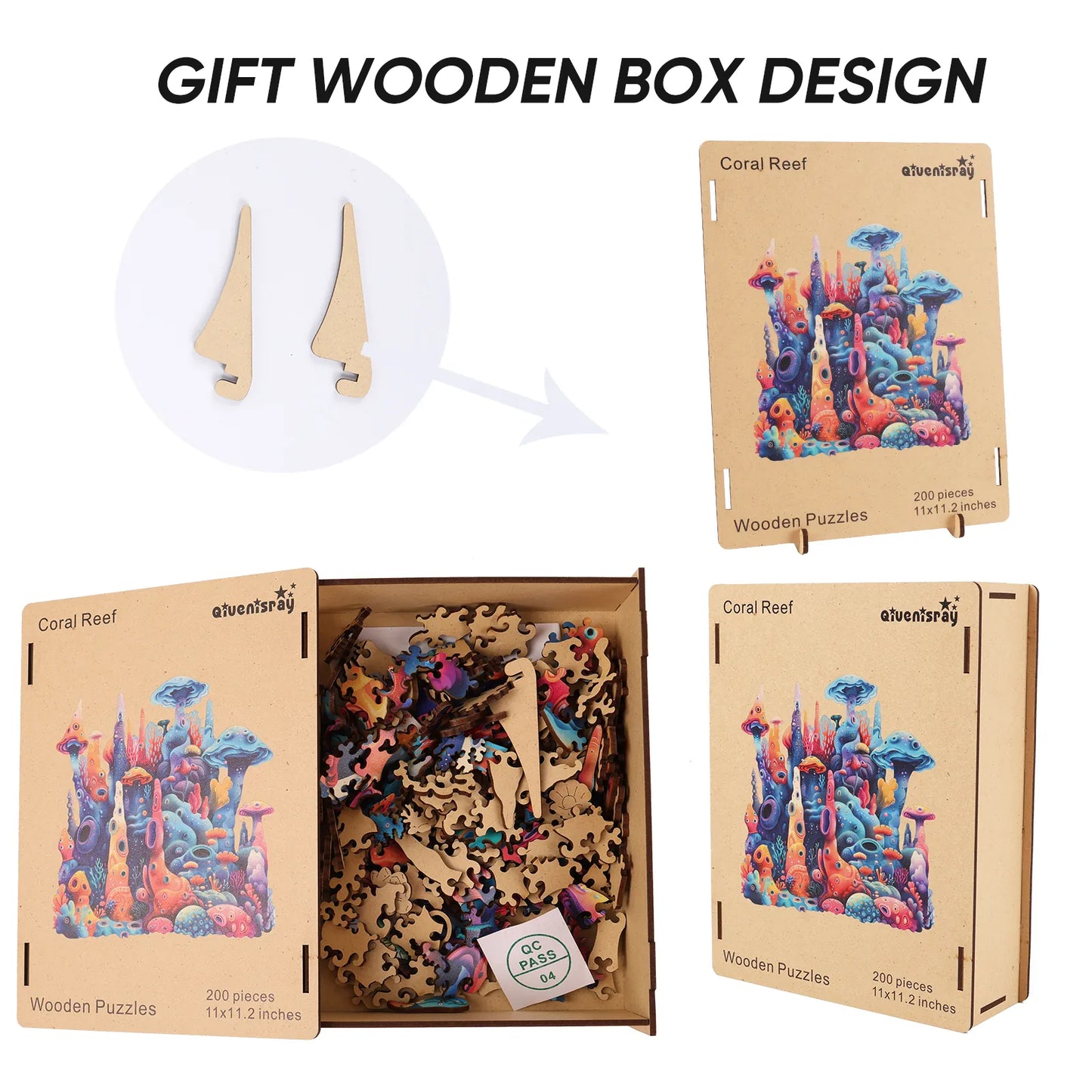 Coral design wooden jigsaw puzzle for adults