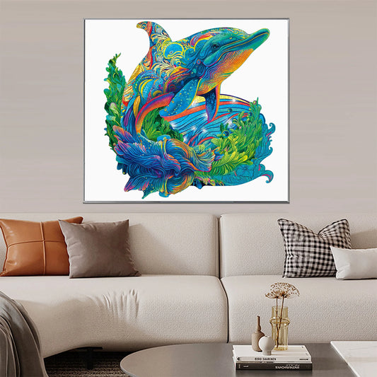 Ocean themed wooden jigsaw puzzle – dolphin design by WoodAha