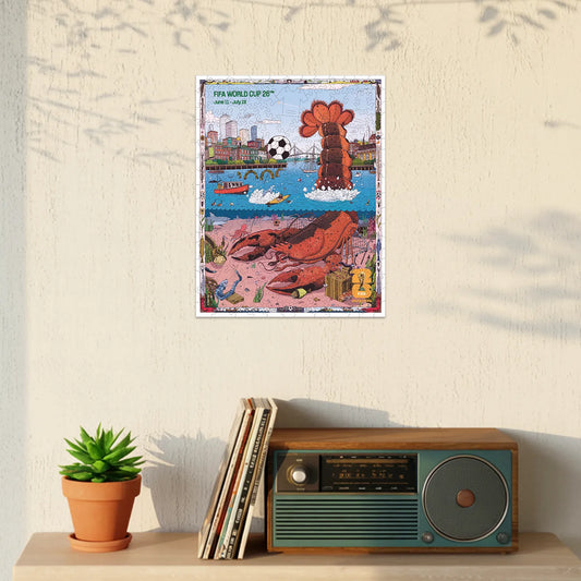 World Cup 2026 wooden puzzle – Boston host city poster design