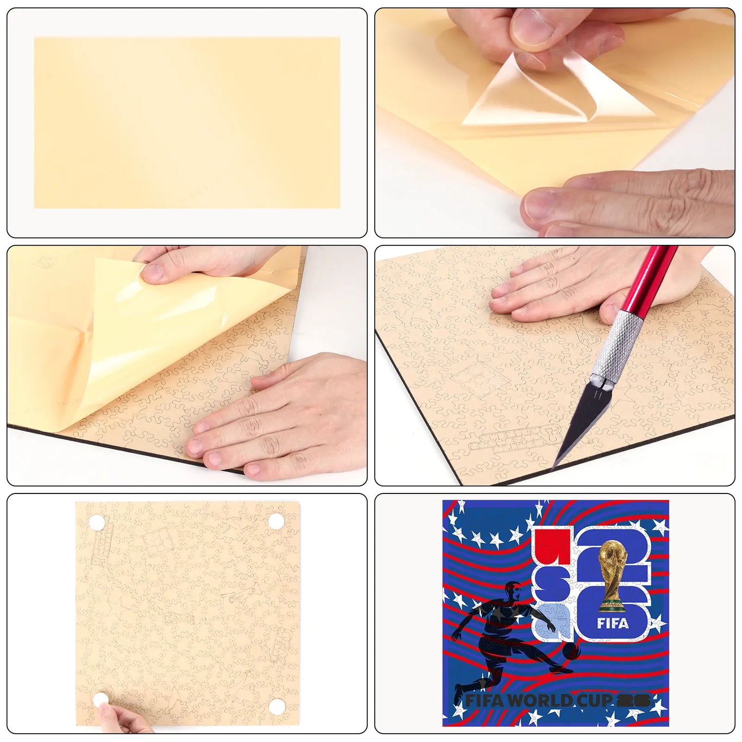 World Cup 2026 USA host wooden jigsaw puzzle – soccer fan gift