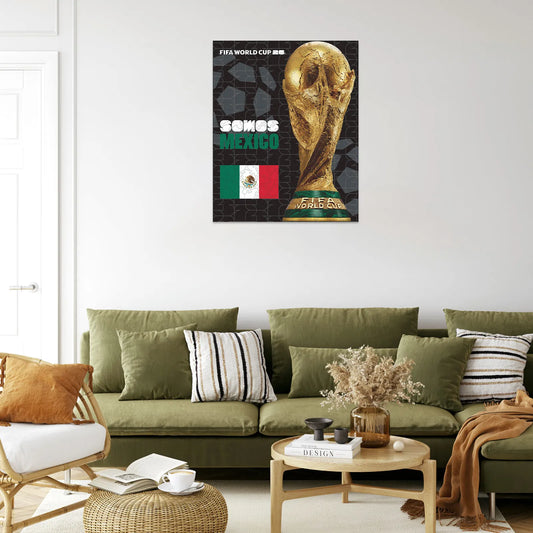 World Cup 2026 wooden puzzle – Mexico trophy poster design