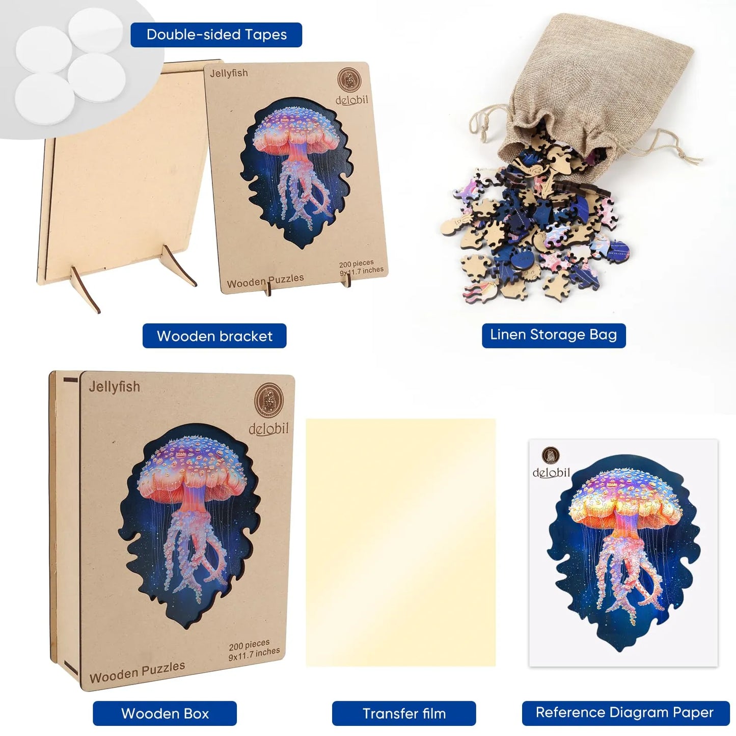 Jellyfish design wooden jigsaw puzzle for adults