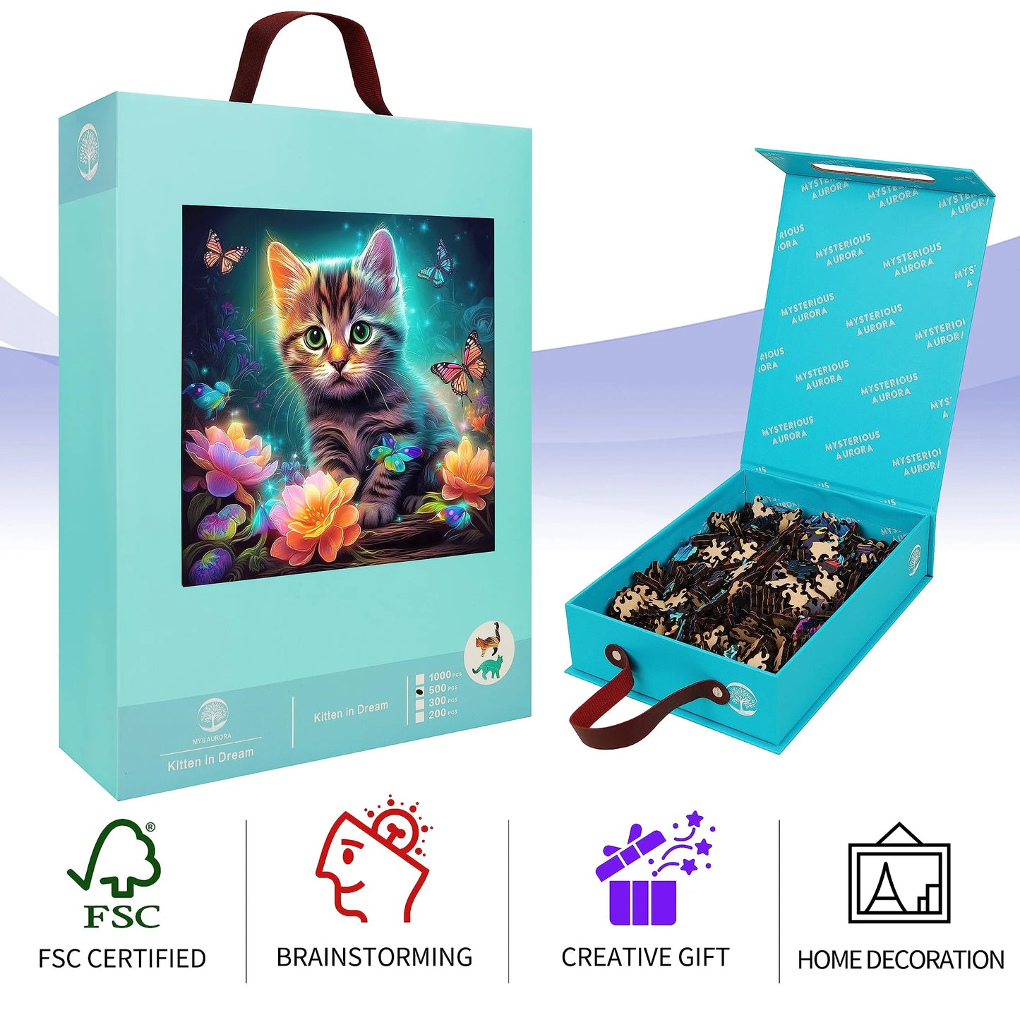 Kitten design wooden jigsaw puzzle for adults and kids