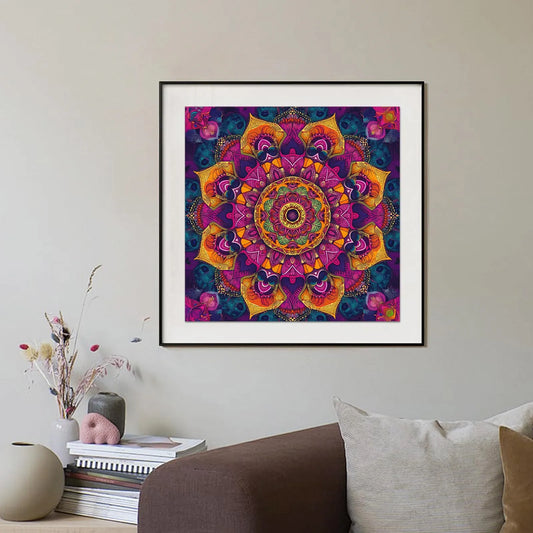 Geometric wooden jigsaw puzzle – purple mandala design by WoodAha