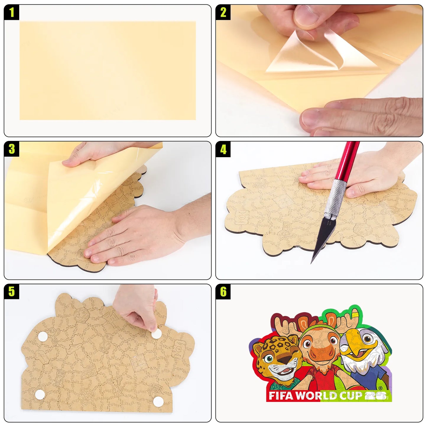 World Cup 2026 USACANMEX mascots wooden jigsaw puzzle – family gift