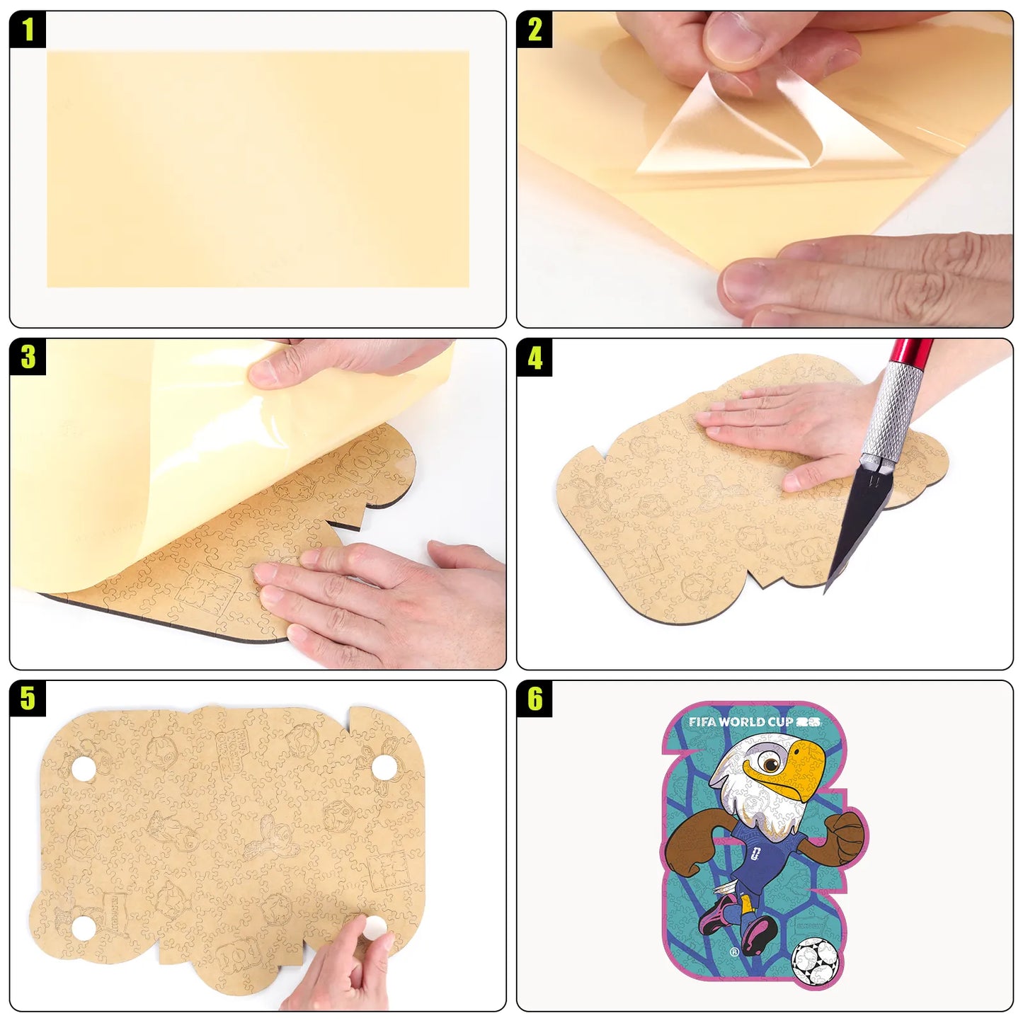 World Cup 2026 USA mascots wooden jigsaw puzzle – family fan gift