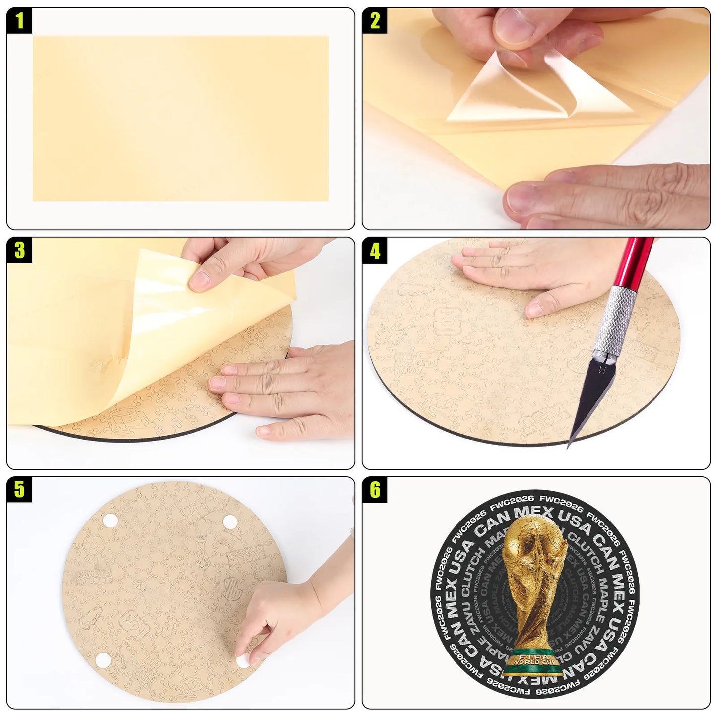 World Cup 2026 trophy circle wooden jigsaw puzzle – fan gift