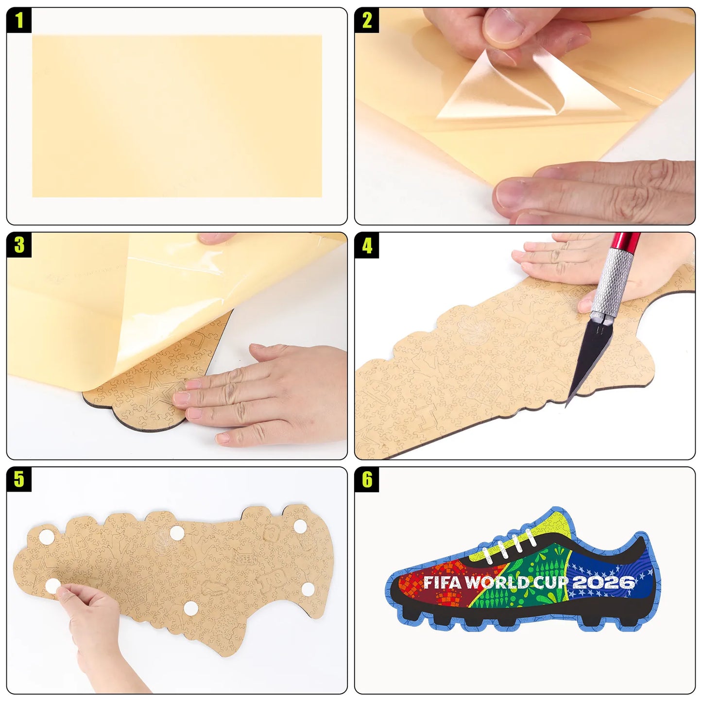 World Cup 2026 soccer boot wooden jigsaw puzzle – fan gift