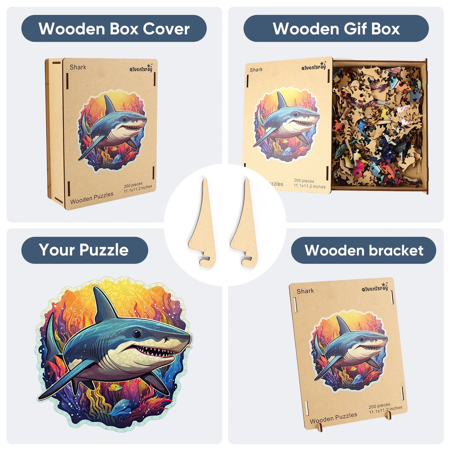 Shark design wooden jigsaw puzzle for adults