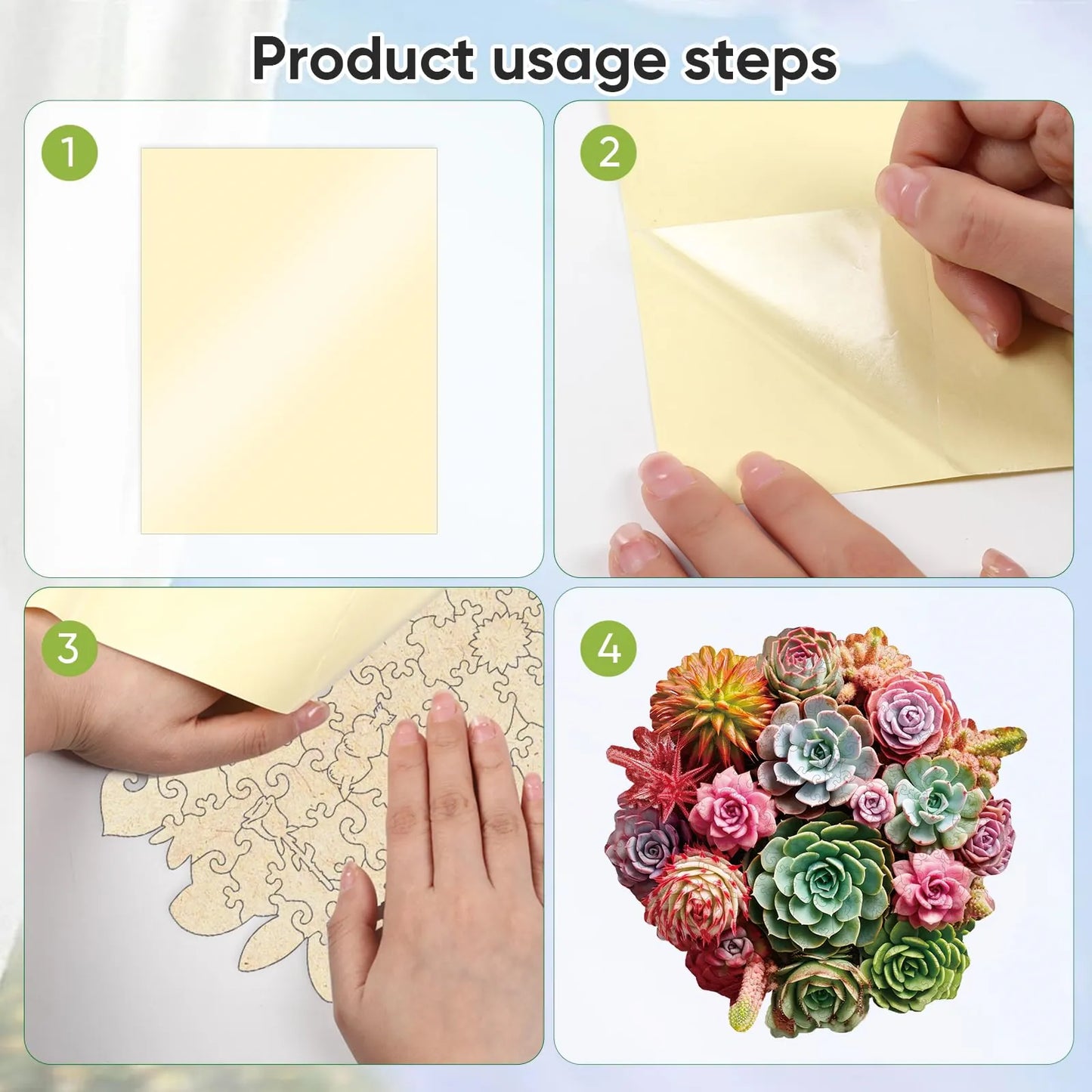 Succulent bouquet design wooden jigsaw puzzle for adults