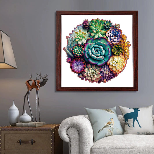 Botanical wooden jigsaw puzzle – succulent design by WoodAha