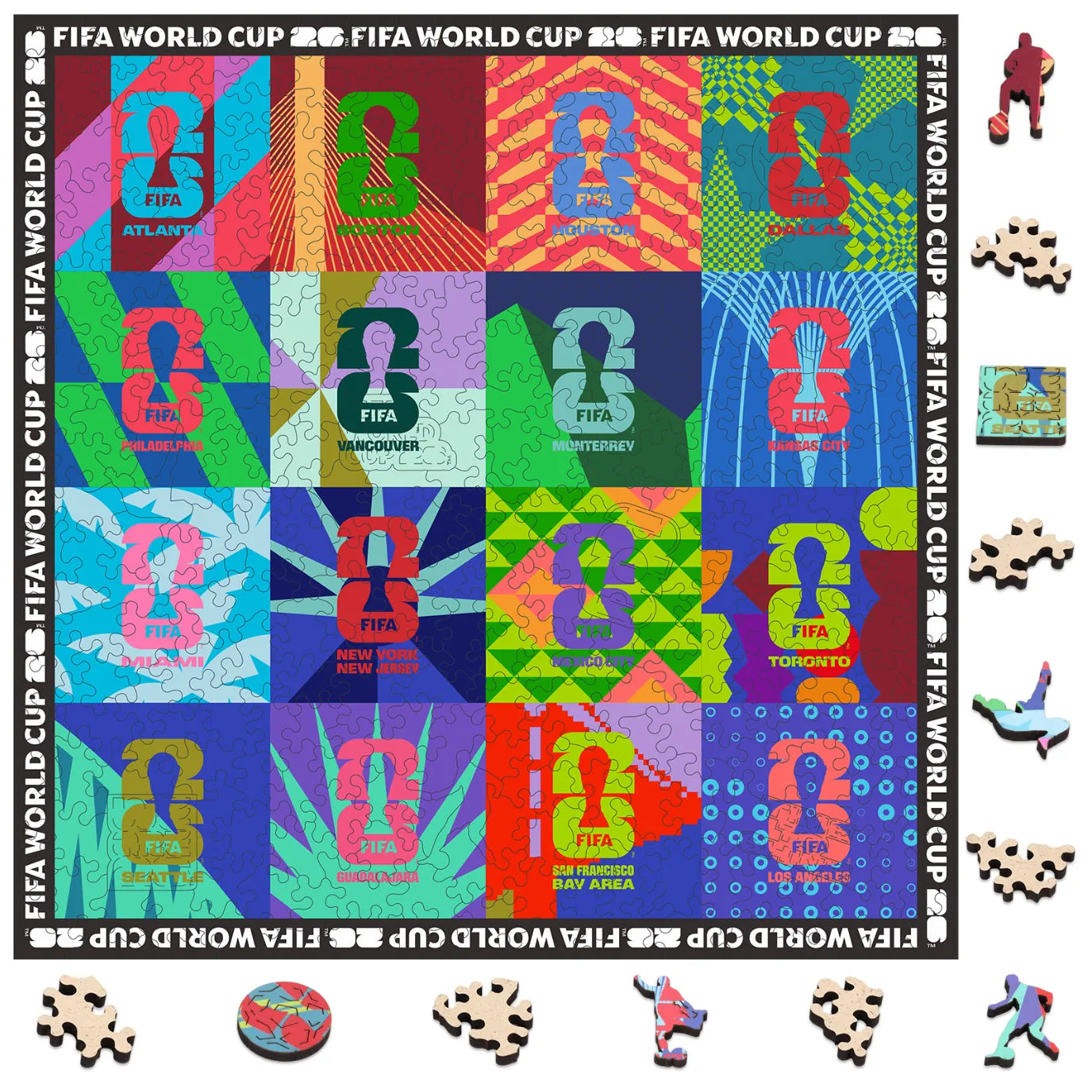 FIFA World Cup 2026 host cities mosaic wooden jigsaw puzzle – officially licensed