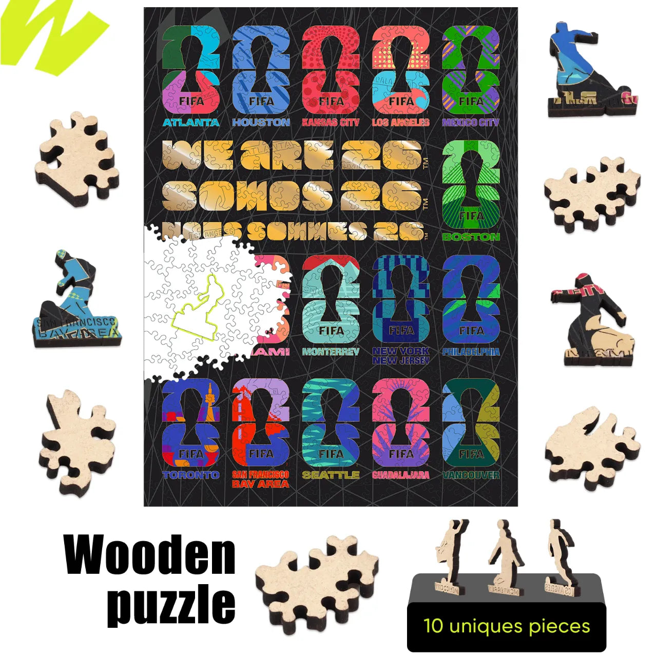 Officially licensed World Cup 2026 host cities emblems puzzle