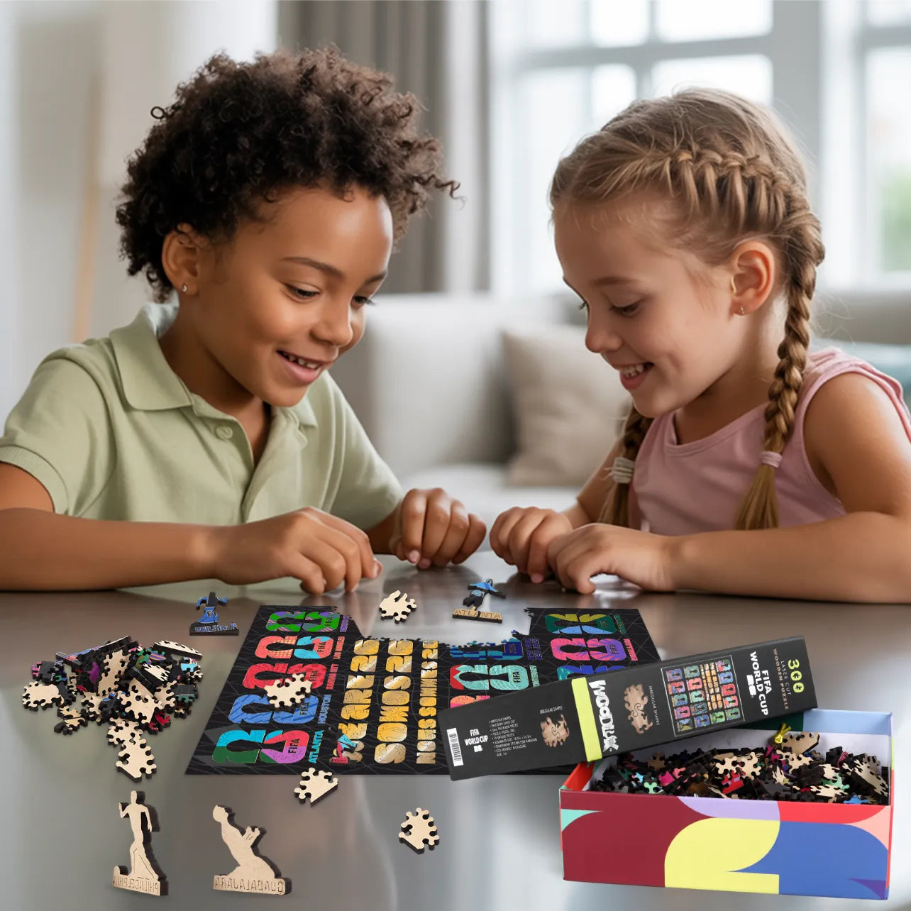 FIFA 2026 host cities emblems wooden jigsaw puzzle – 300 piece edition