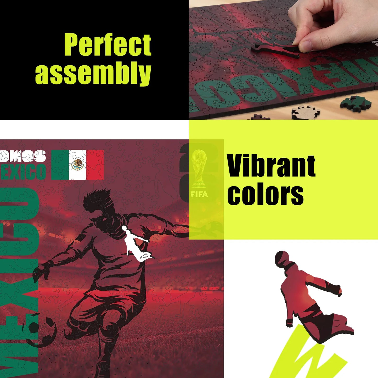 FIFA World Cup 2026 We Are Mexico wooden puzzle with laser-cut pieces