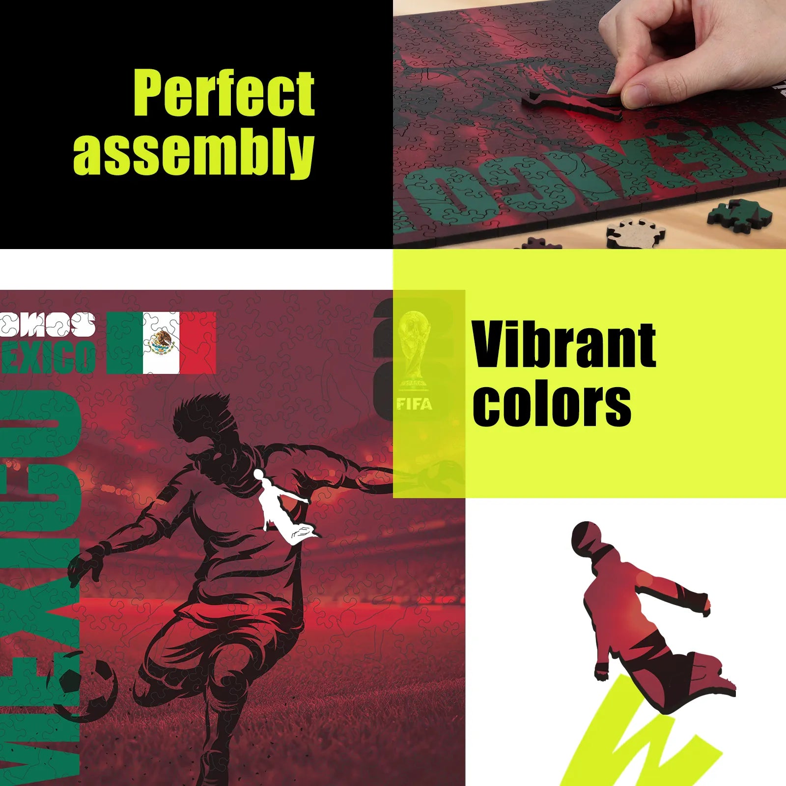 FIFA World Cup 2026 We Are Mexico wooden puzzle with laser-cut pieces