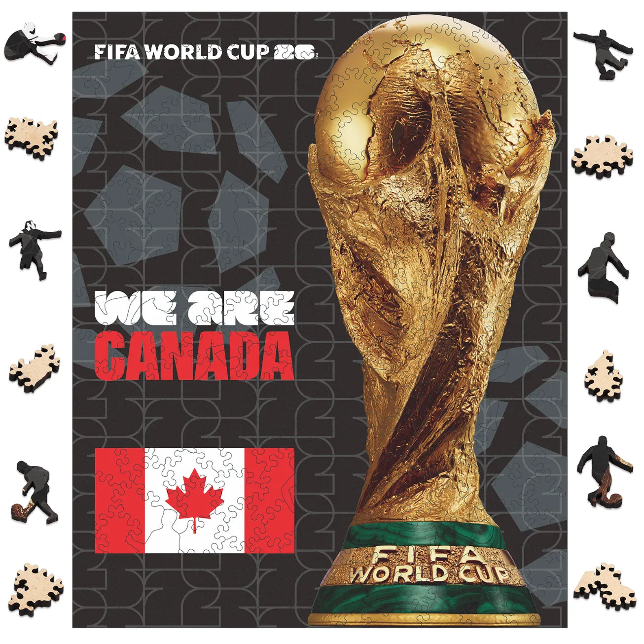 FIFA World Cup 2026 Canada trophy poster wooden jigsaw puzzle – officially licensed
