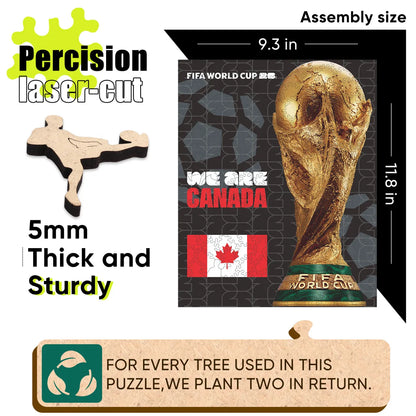FIFA World Cup 2026 Canada trophy poster puzzle detail