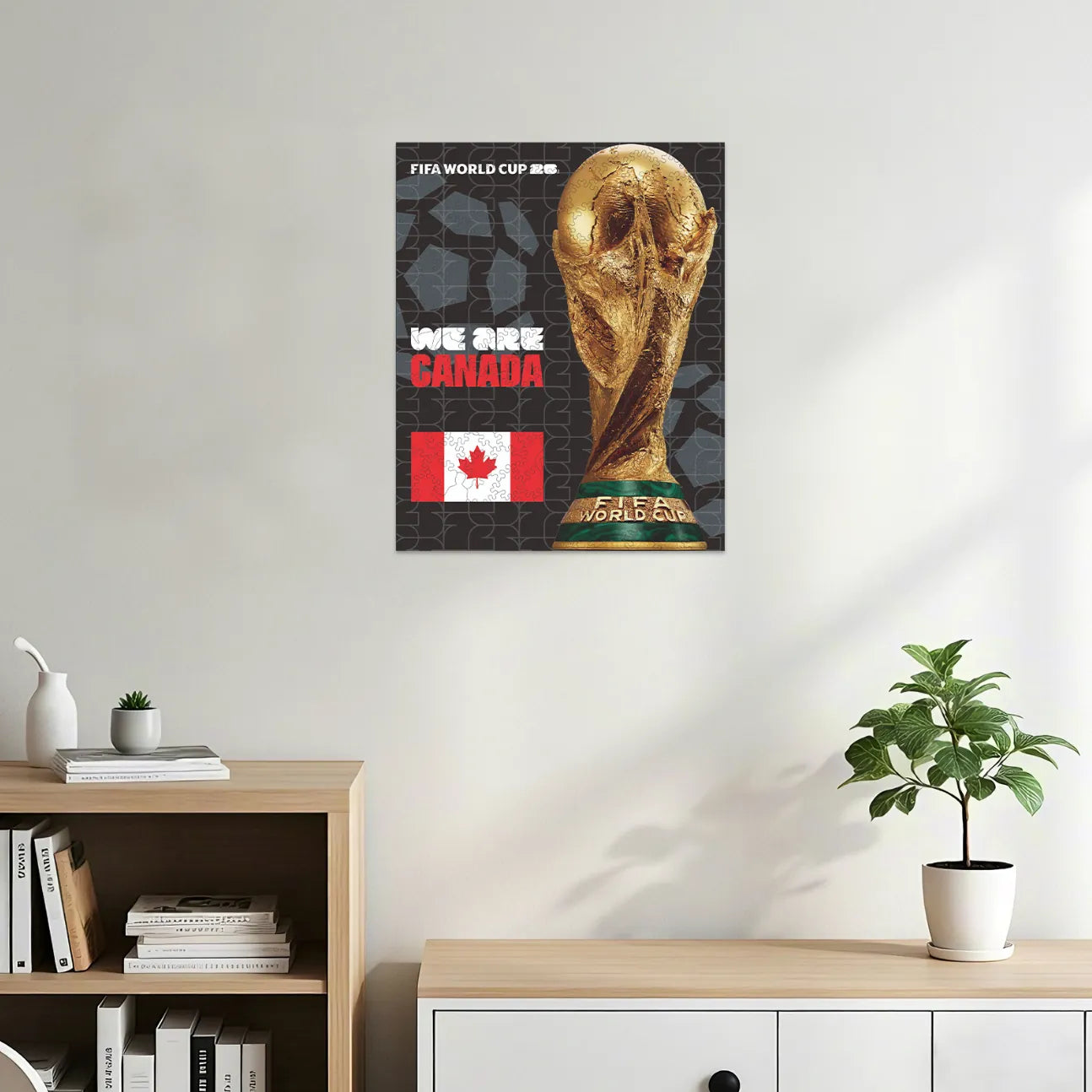 World Cup 2026 wooden puzzle – Canada trophy poster design