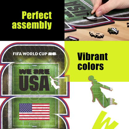 FIFA World Cup 2026 USA pride wooden puzzle with laser-cut pieces
