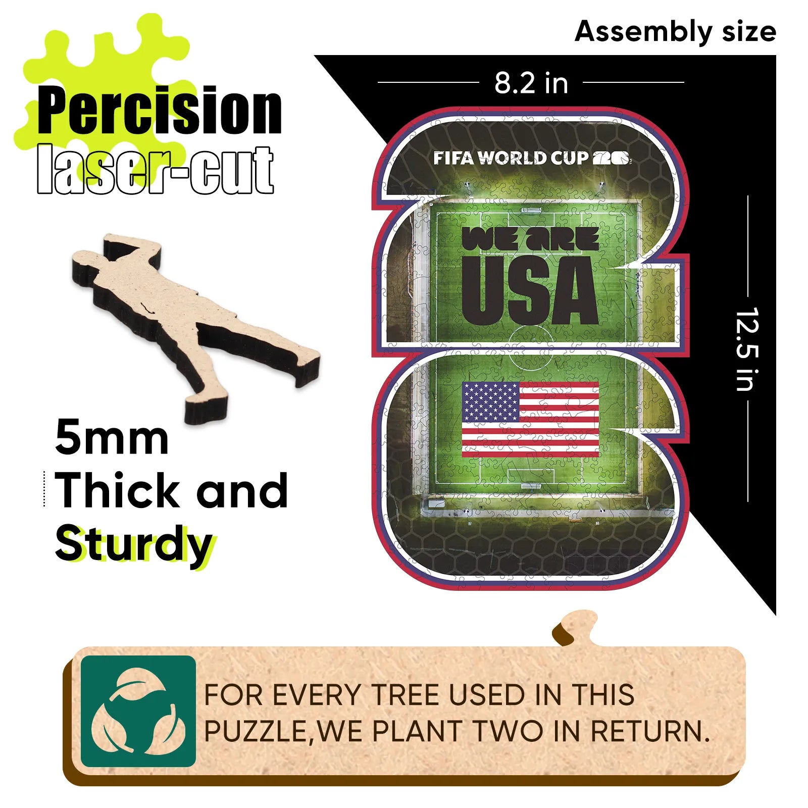Wooden jigsaw puzzle gift – FIFA World Cup 2026 USA pride