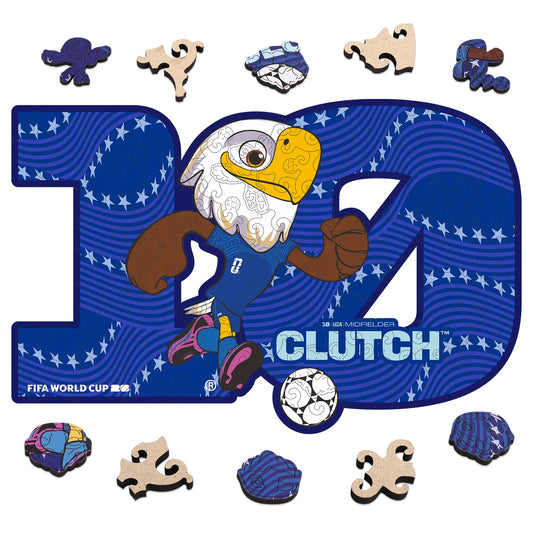 FIFA World Cup 2026 Clutch the Bald Eagle mascot wooden jigsaw puzzle – officially licensed