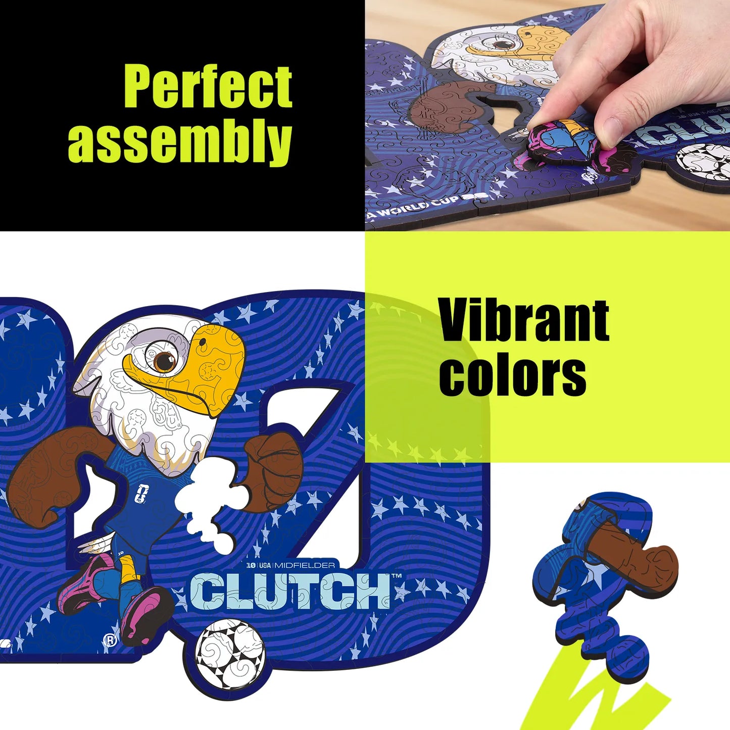 FIFA World Cup 2026 Clutch wooden puzzle with laser-cut pieces