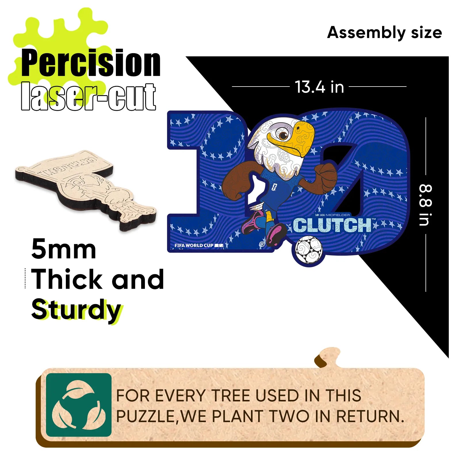Wooden jigsaw puzzle gift – FIFA World Cup 2026 Clutch mascot