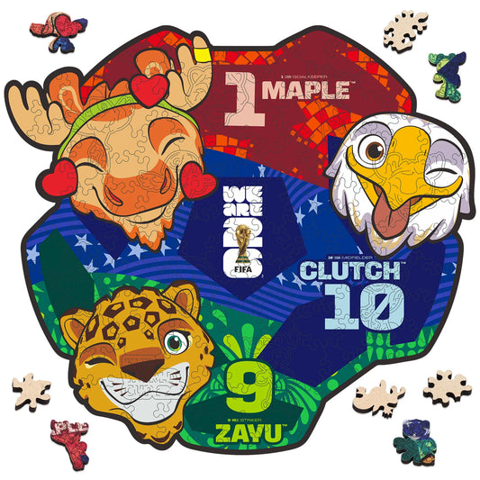 FIFA World Cup 2026 trio of mascots wooden jigsaw puzzle – officially licensed