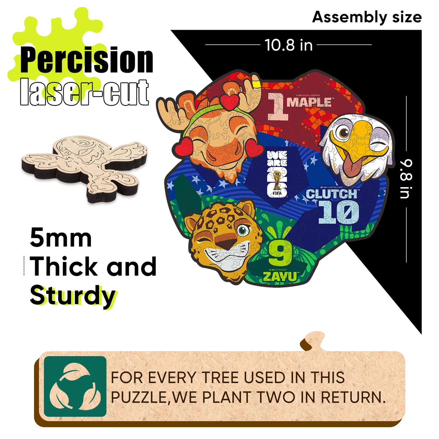 Wooden jigsaw puzzle gift – FIFA World Cup 2026 mascots
