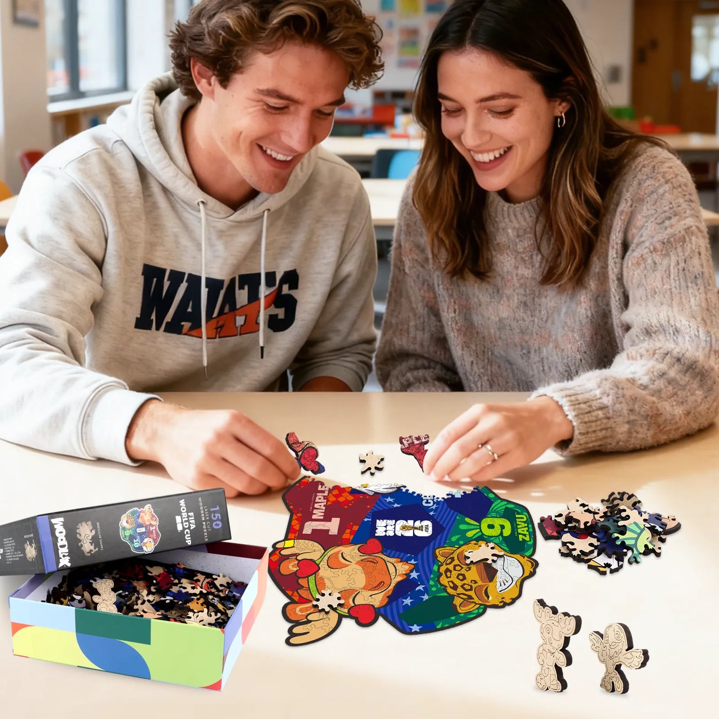FIFA 2026 mascots wooden jigsaw puzzle – 150 piece edition