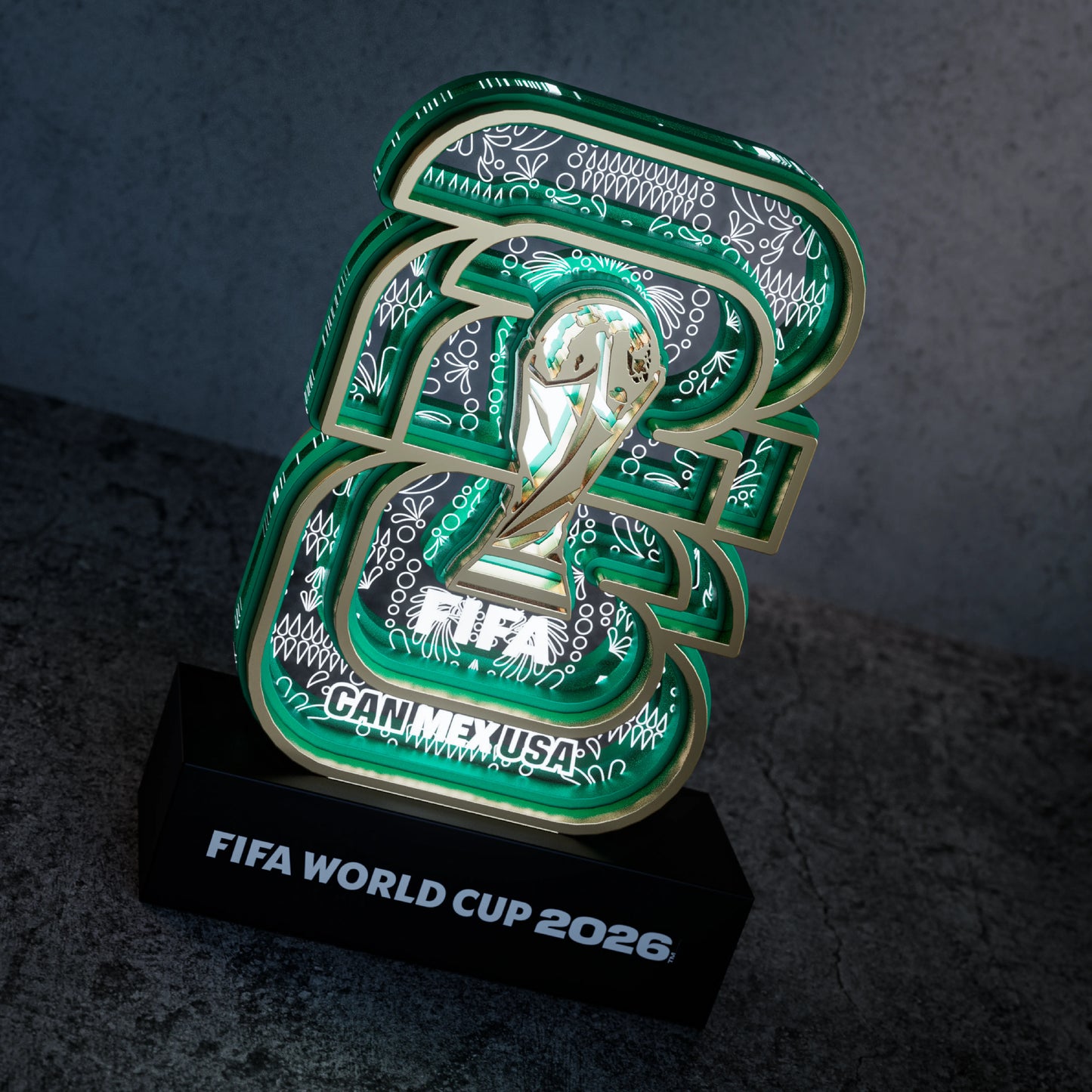 World Cup 2026 wooden night light – Mexico host logo design