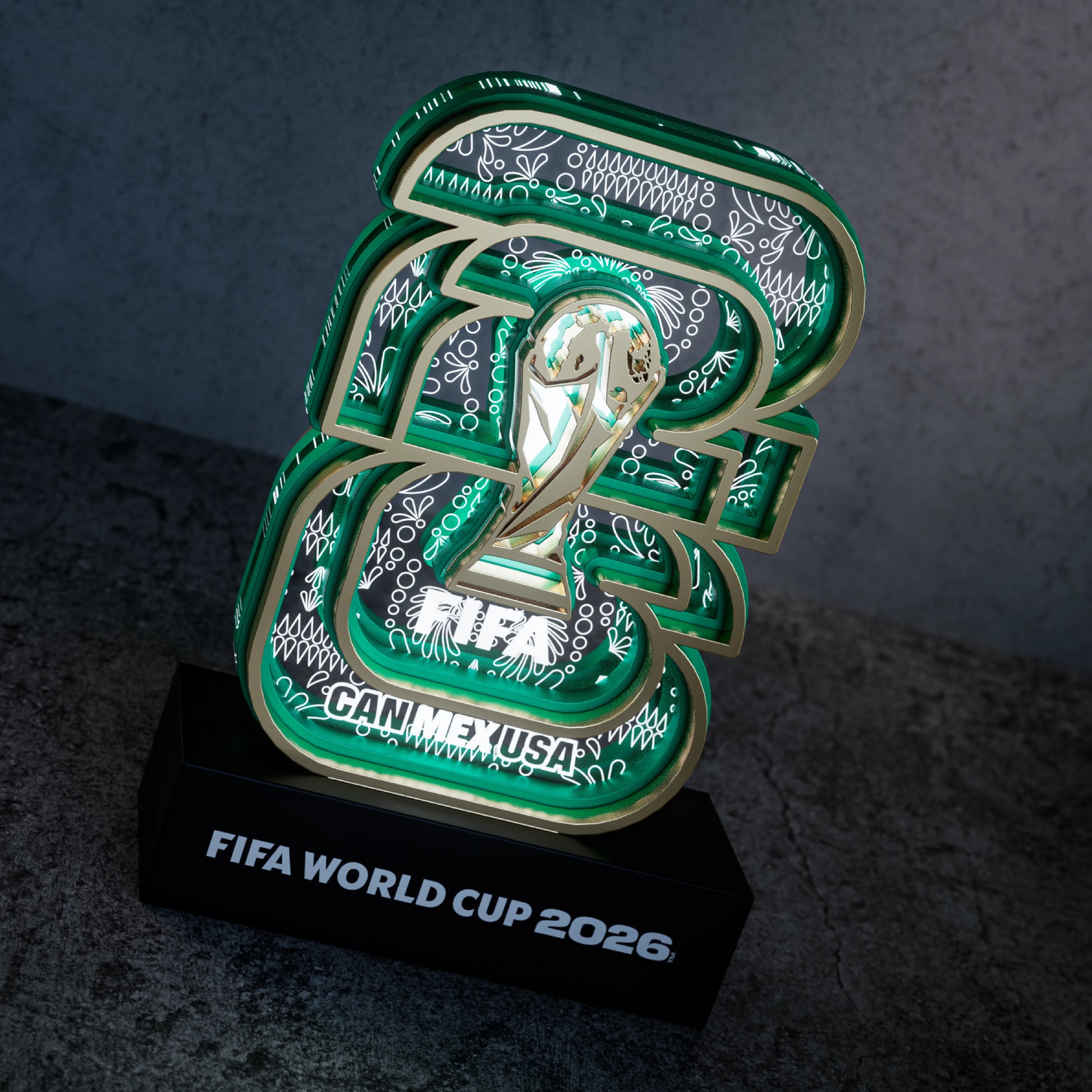 World Cup 2026 wooden night light – Mexico host logo design