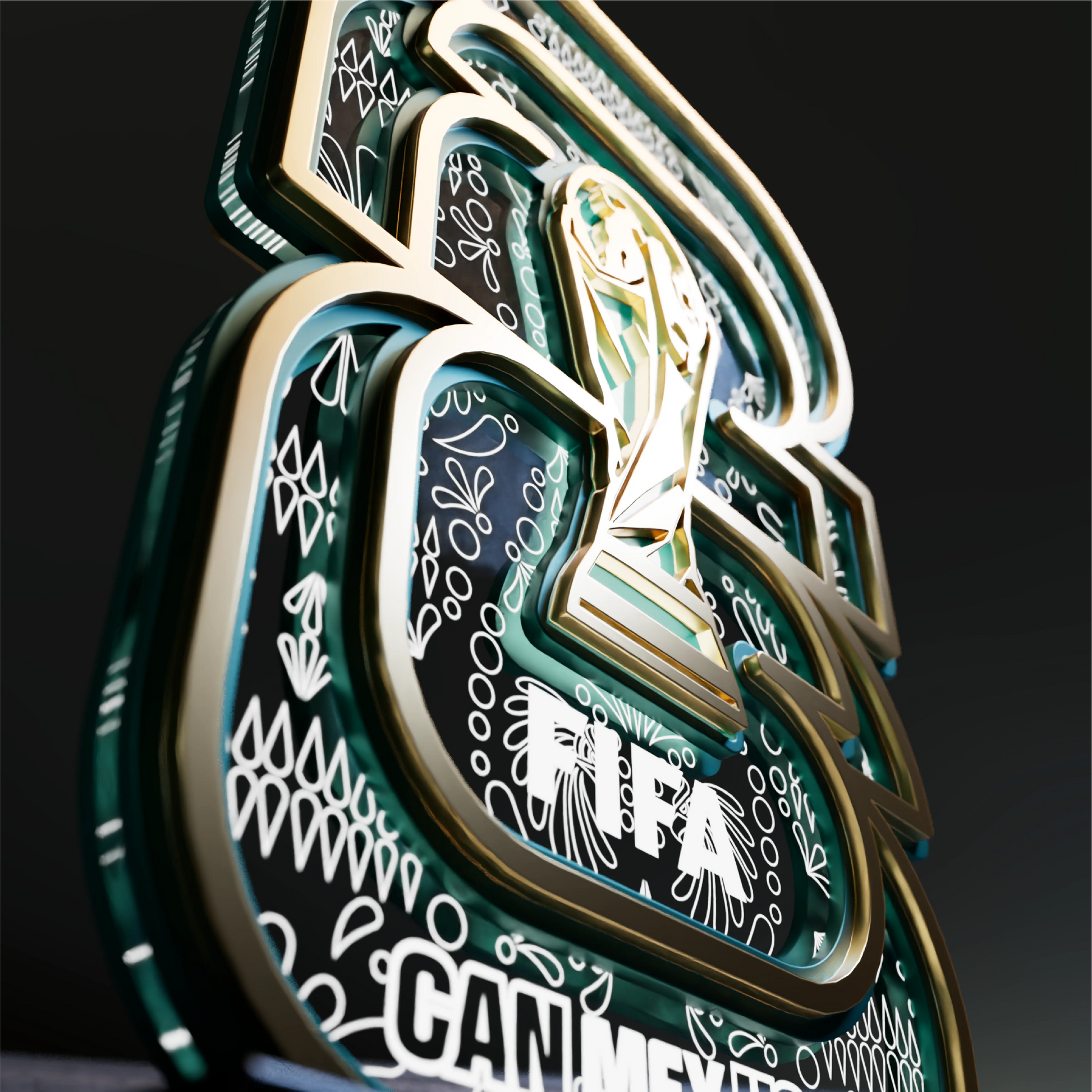 FIFA 2026 Mexico logo LED lamp – lit view
