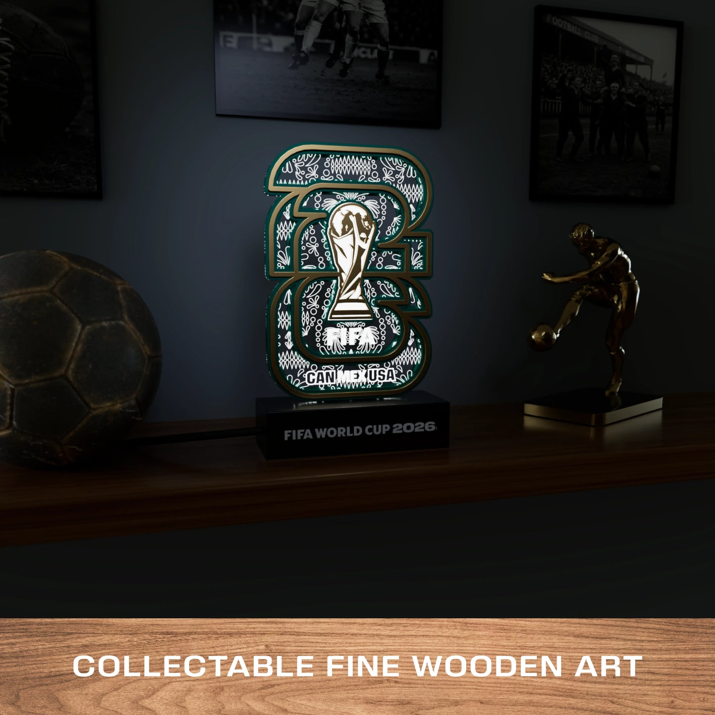FIFA 2026 Mexico logo LED lamp – angle view