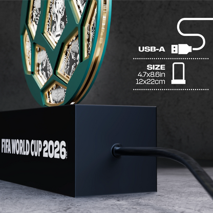 FIFA World Cup 2026 Mexico ball wooden LED lamp detail
