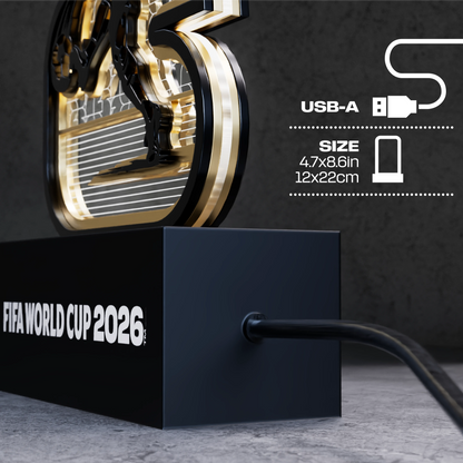 FIFA World Cup 2026 Ready to Play wooden LED lamp detail