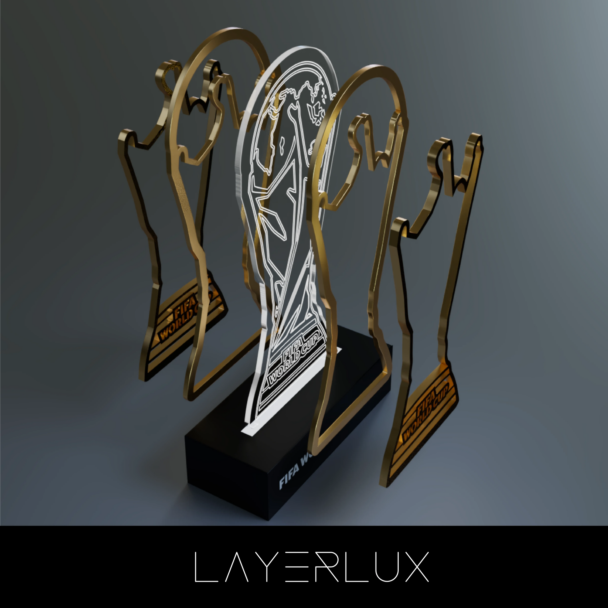 FIFA 2026 trophy LED lamp – layered wooden art night light