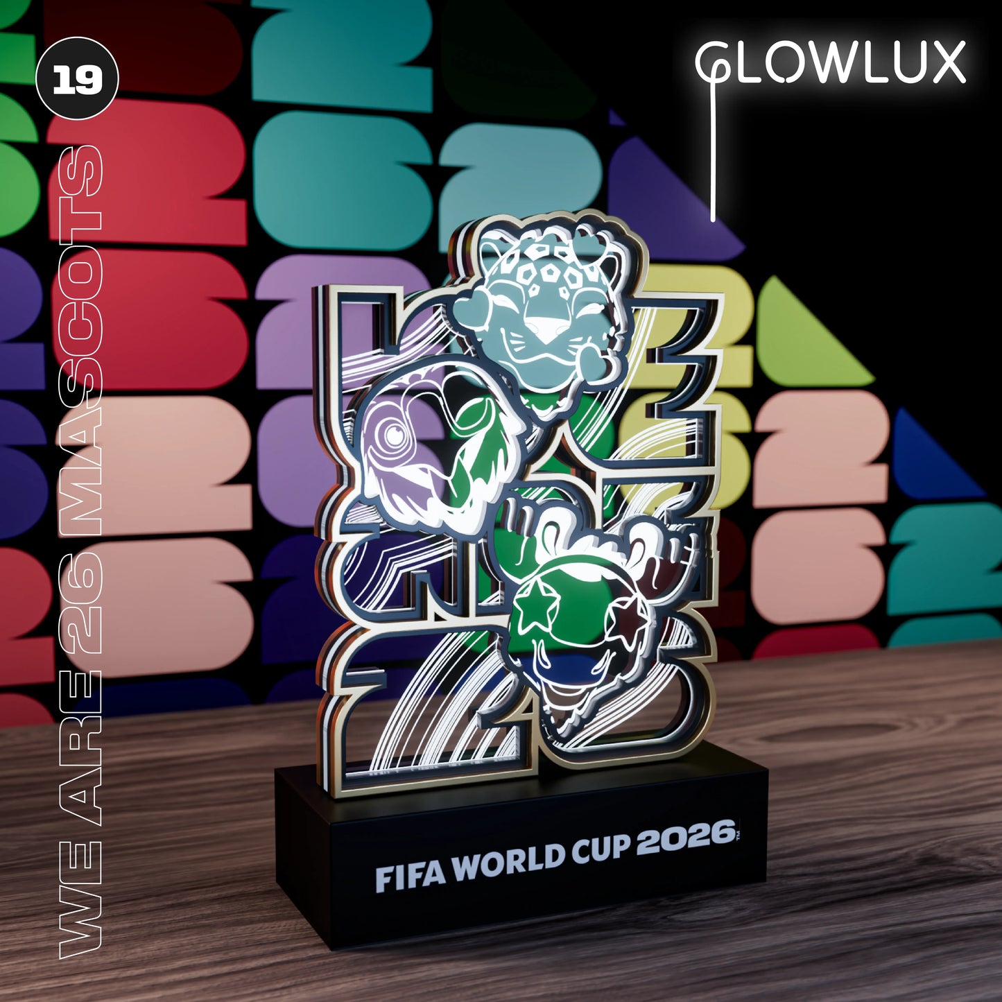 FIFA World Cup 2026 mascots 3D LED lamp – officially licensed