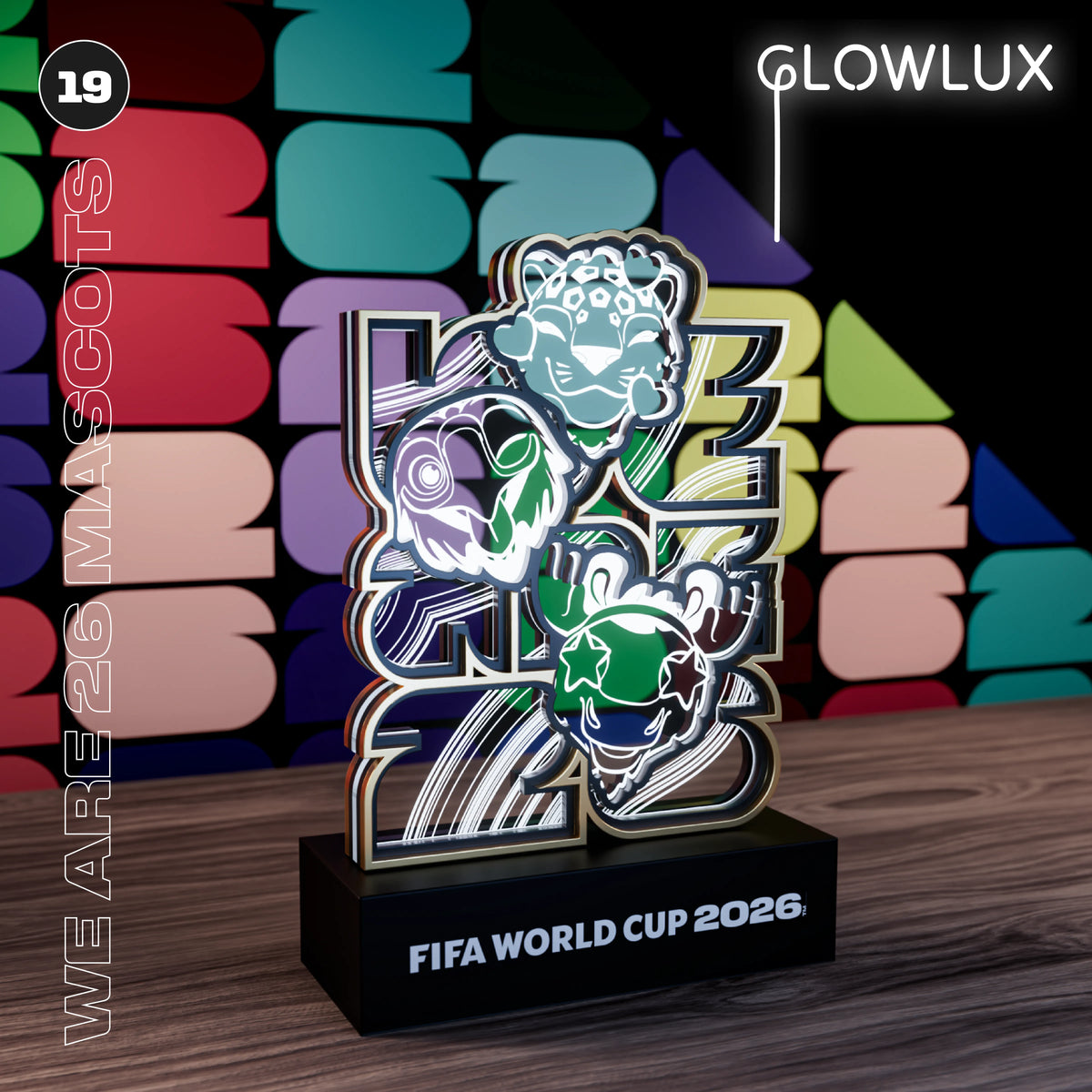 FIFA 2026 Mascots 3D LED Lamp | WoodAha
