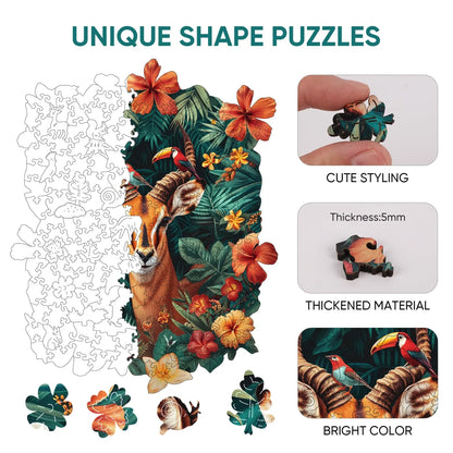 Wooden jigsaw puzzle gift – antelope wildlife design