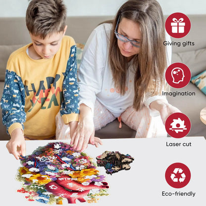 Beating heart wood puzzle for adults – 200 and 500 piece options