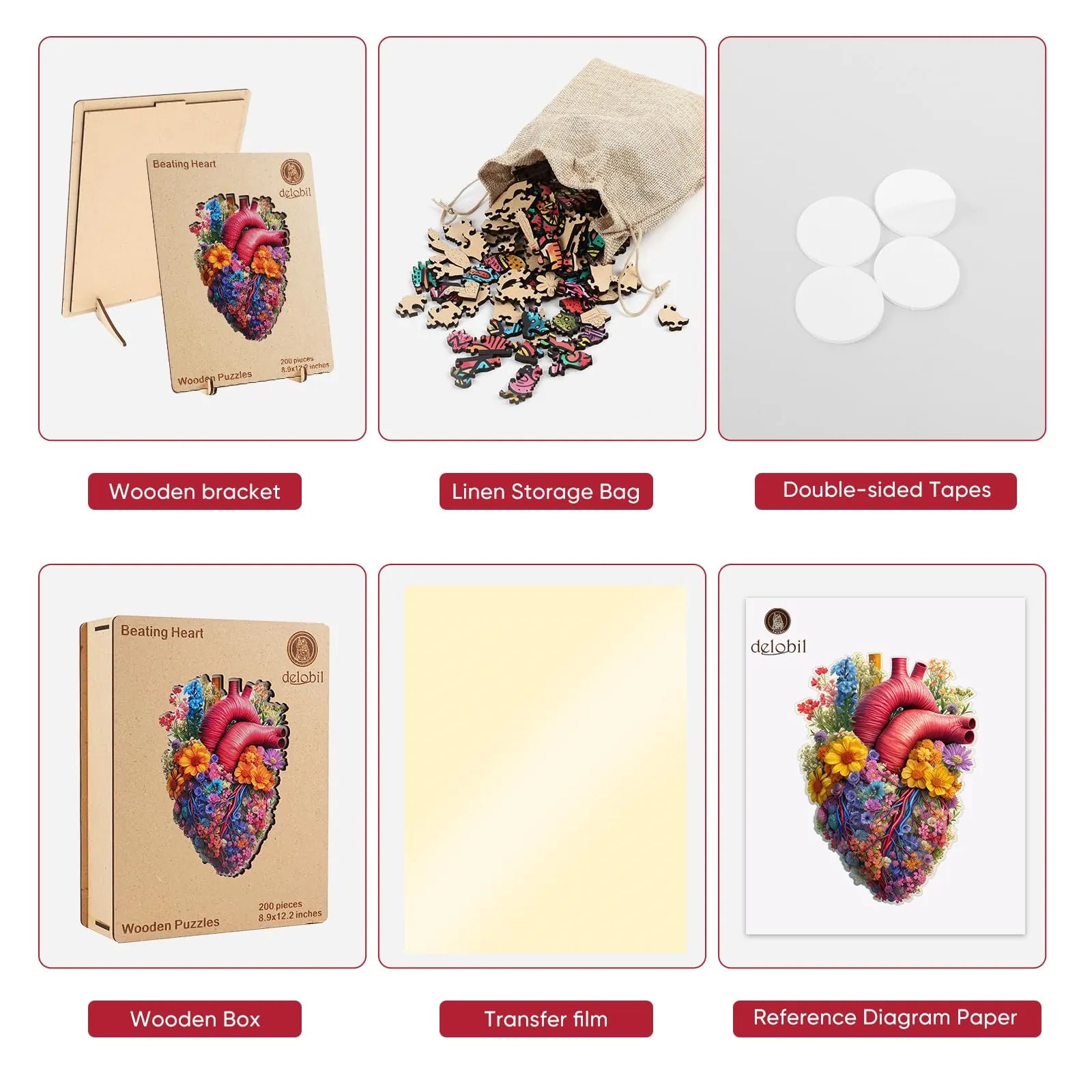 Beating heart design wooden jigsaw puzzle for adults