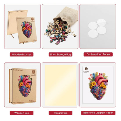 Beating heart design wooden jigsaw puzzle for adults