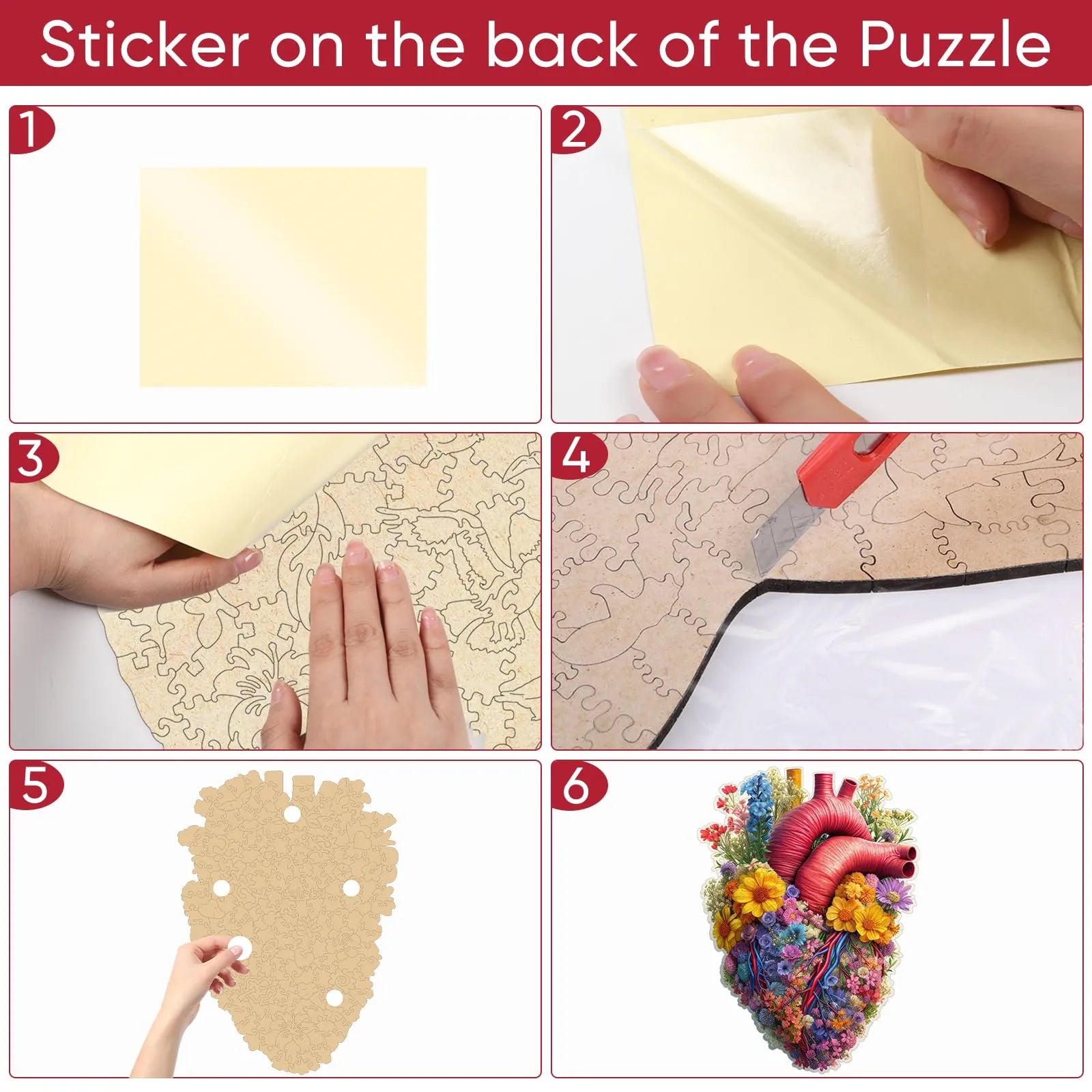 Wooden jigsaw puzzle gift – romantic heart design