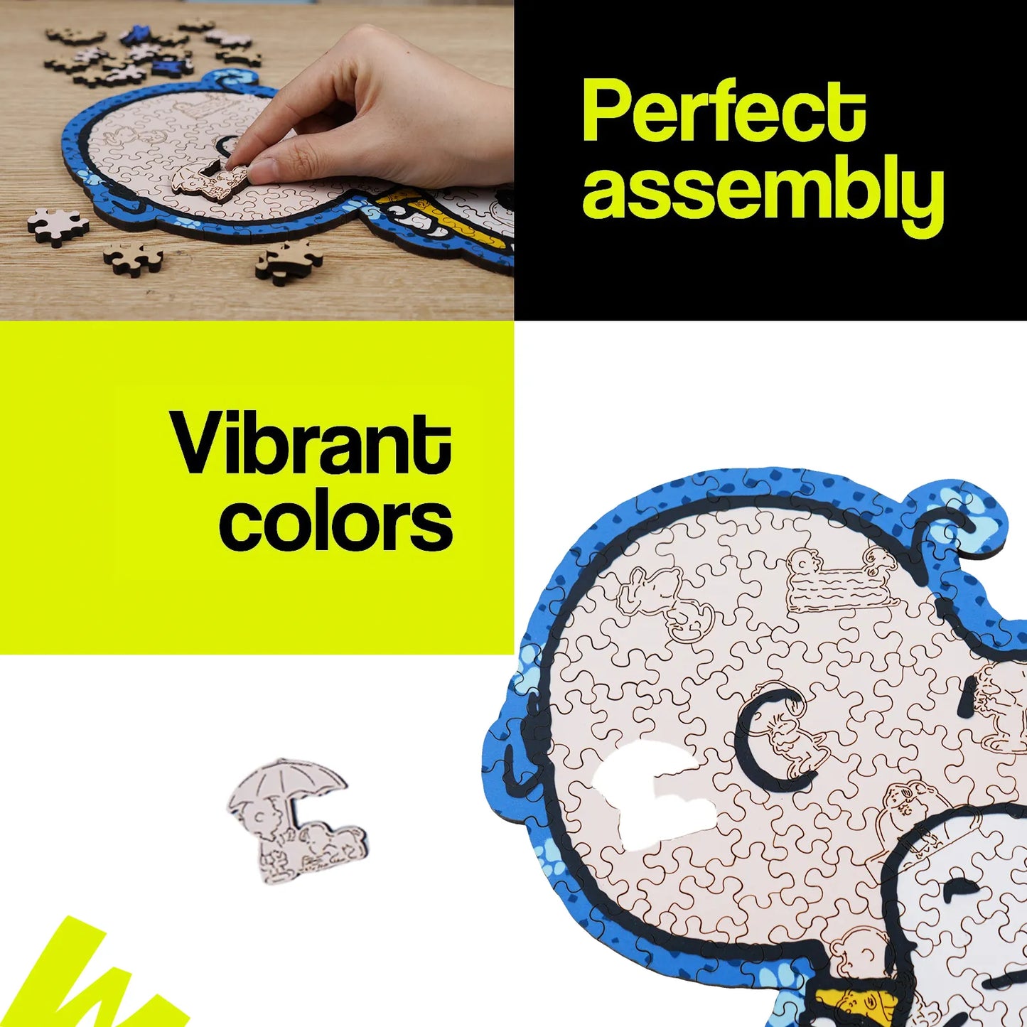 Snoopy Better Together wooden puzzle with laser-cut wood pieces