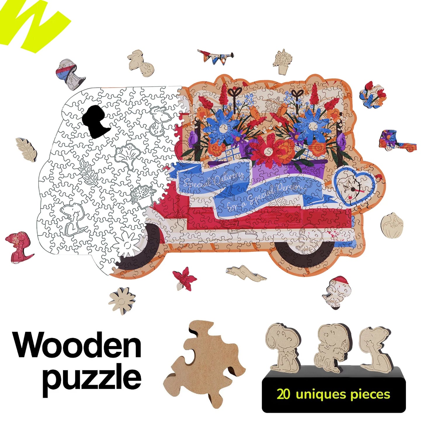 Licensed Peanuts wooden jigsaw puzzle – Blooms on Wheels